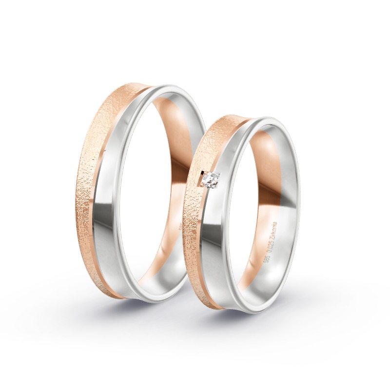 2 Eheringe / Partnerringe 585 Gold BiColor - Modell 2432 Schermbeck