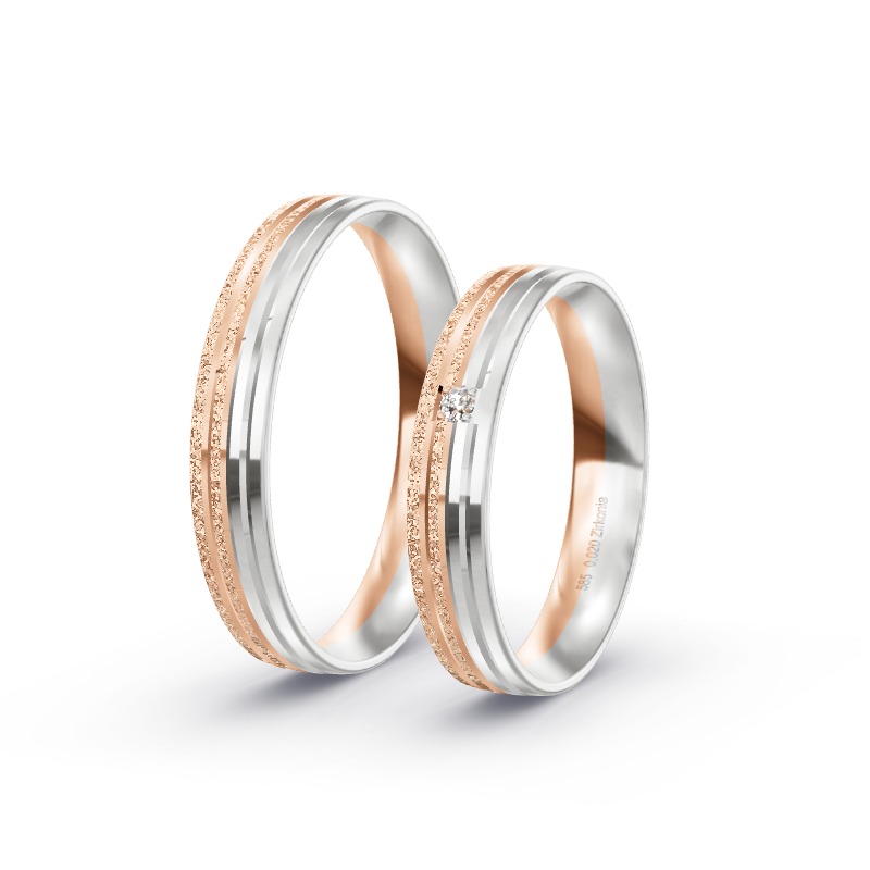 2 Eheringe / Partnerringe 585 Gold BiColor - Modell 2380 Ortenburg