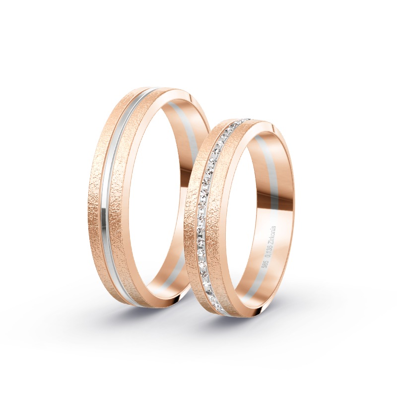 2 Eheringe / Partnerringe 585 Gold BiColor - Modell 2353 Rehau