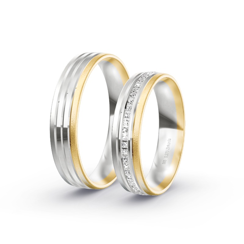 2 Eheringe / Partnerringe 585 Gold BiColor - Modell 2338 Glückstadt