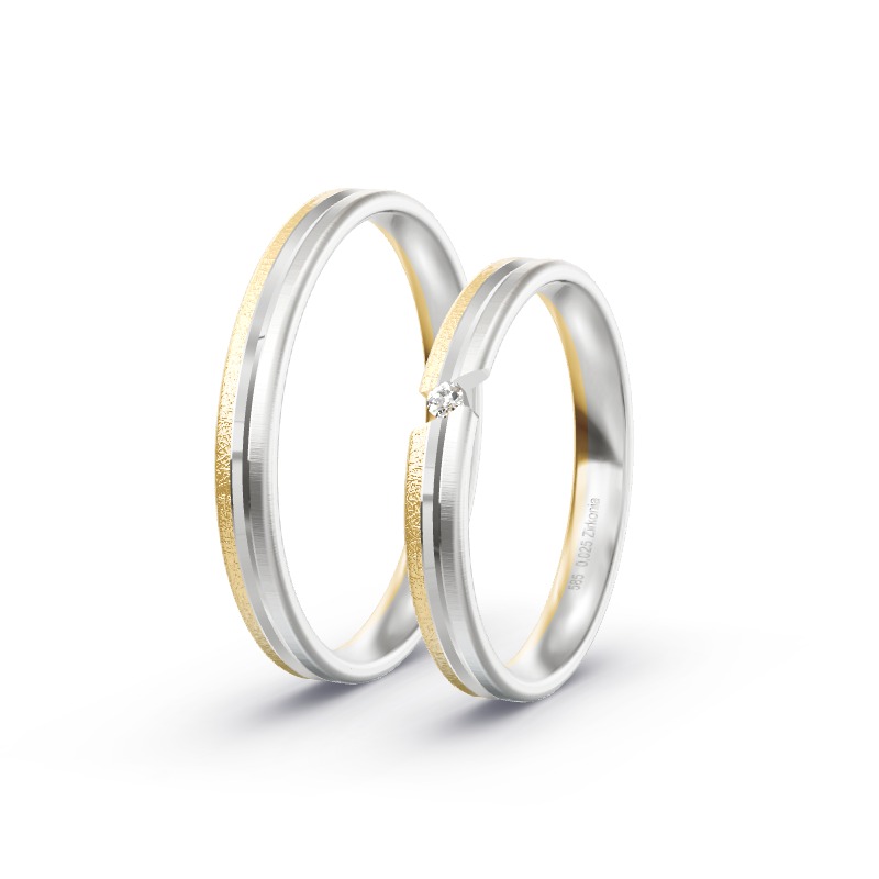 2 Eheringe 585 Gold BiColor - Modell 2331 Volkach