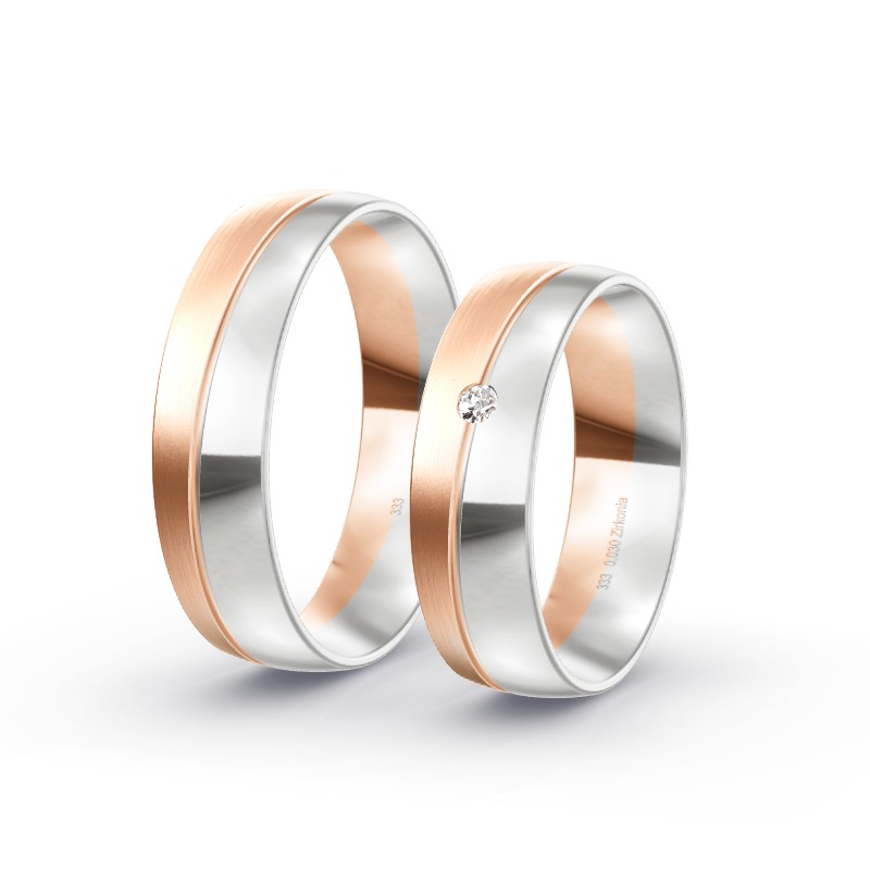 2 Eheringe / Partnerringe BiColor Modell 1810 Hachenburg