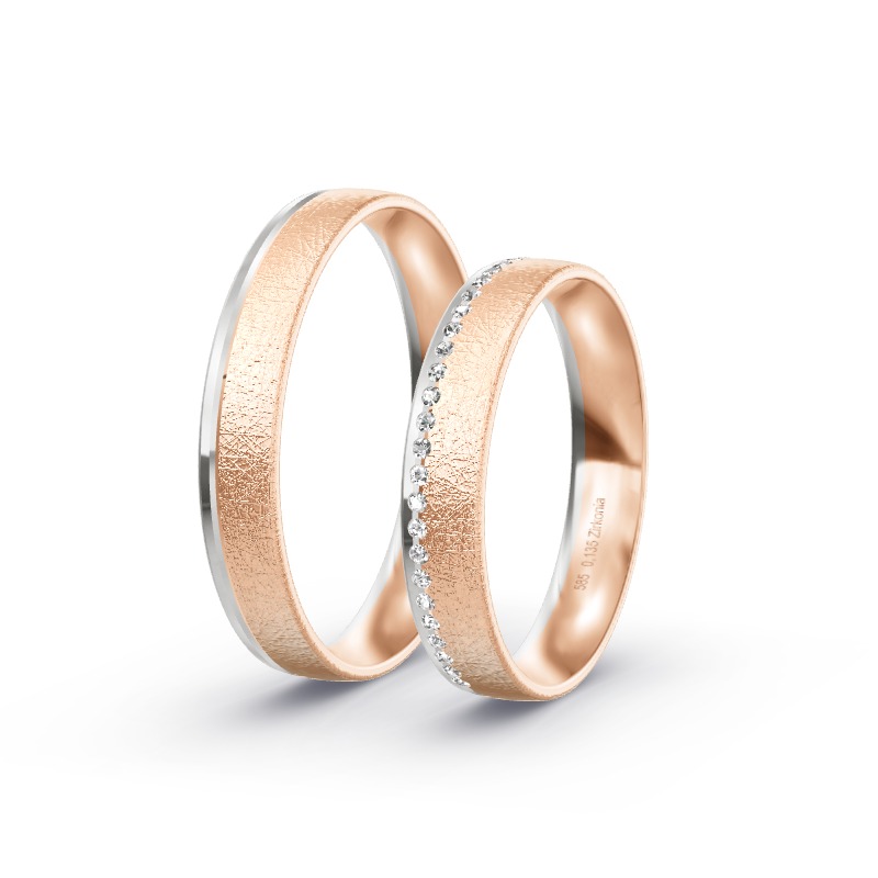2 Eheringe / Partnerringe 585 Gold BiColor - Modell 2343 Ostenfeld