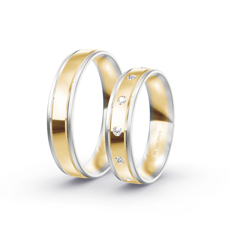 2 Eheringe 585 Gold BiColor - Modell 2303 Tauberbischofsheim