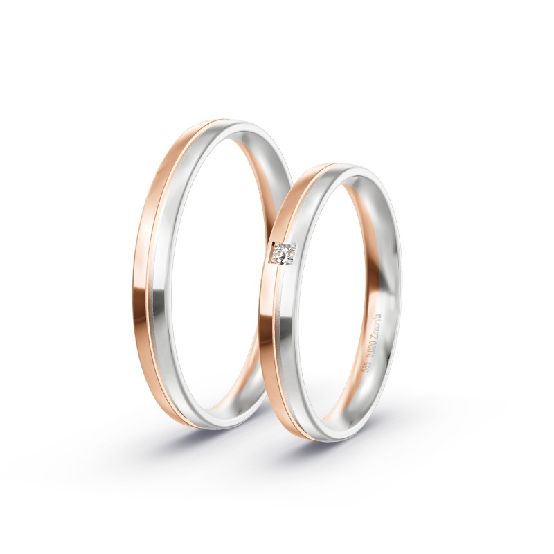 2 Eheringe / Partnerringe 585 Gold BiColor - Modell 2349 Ronnenberg