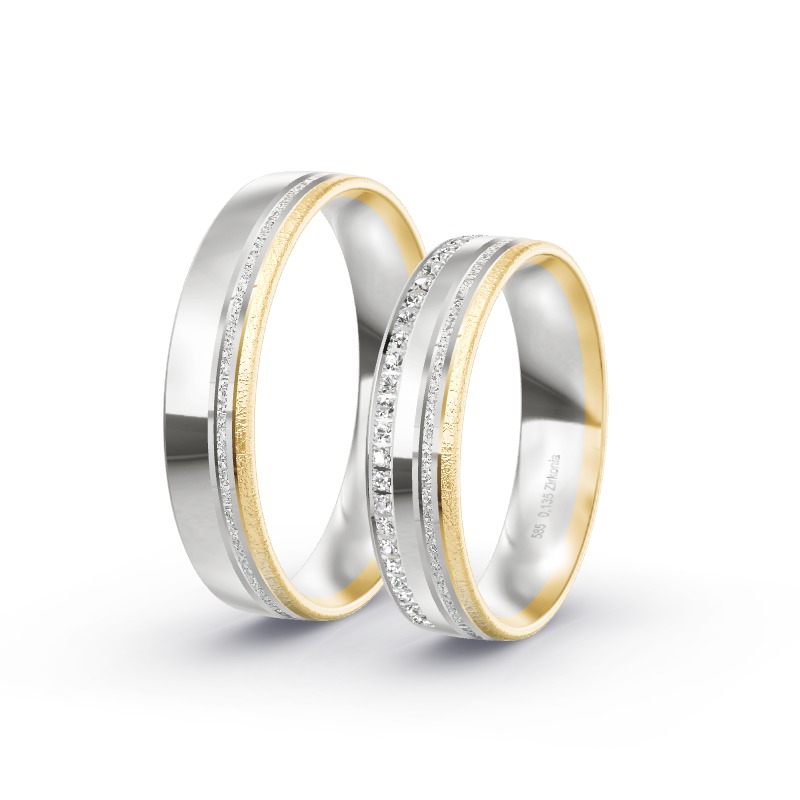 2 Eheringe / Partnerringe 585 Gold BiColor - Modell 2324 Bad Kötzting