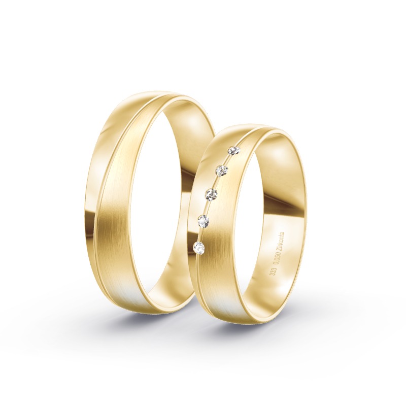 2 Eheringe / Partnerringe Gelbgold Modell 1805 Freigericht