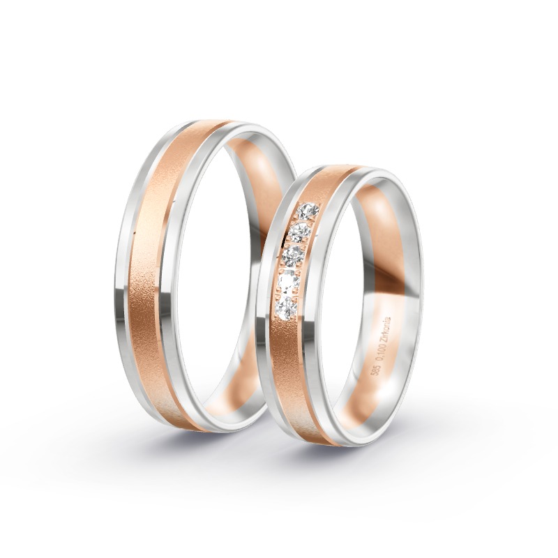 2 Eheringe / Partnerringe 585 Gold BiColor - Modell 2445 Zwenkau