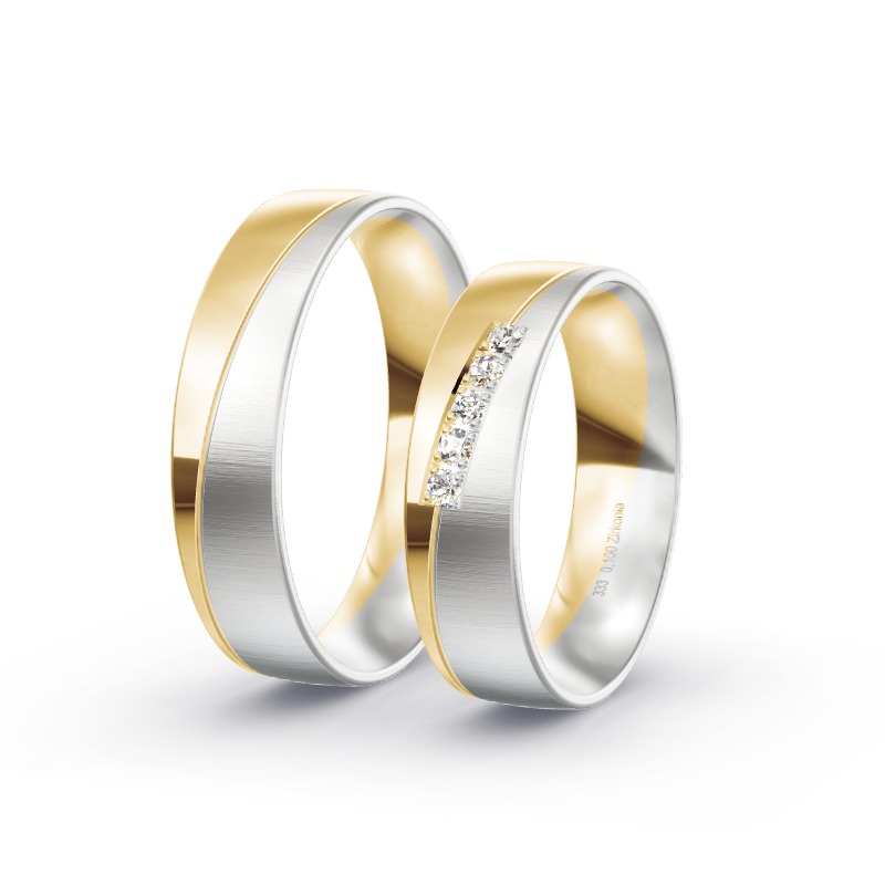 2 Trauringe / Eheringe BiColor - Modell 1525 Tübingen