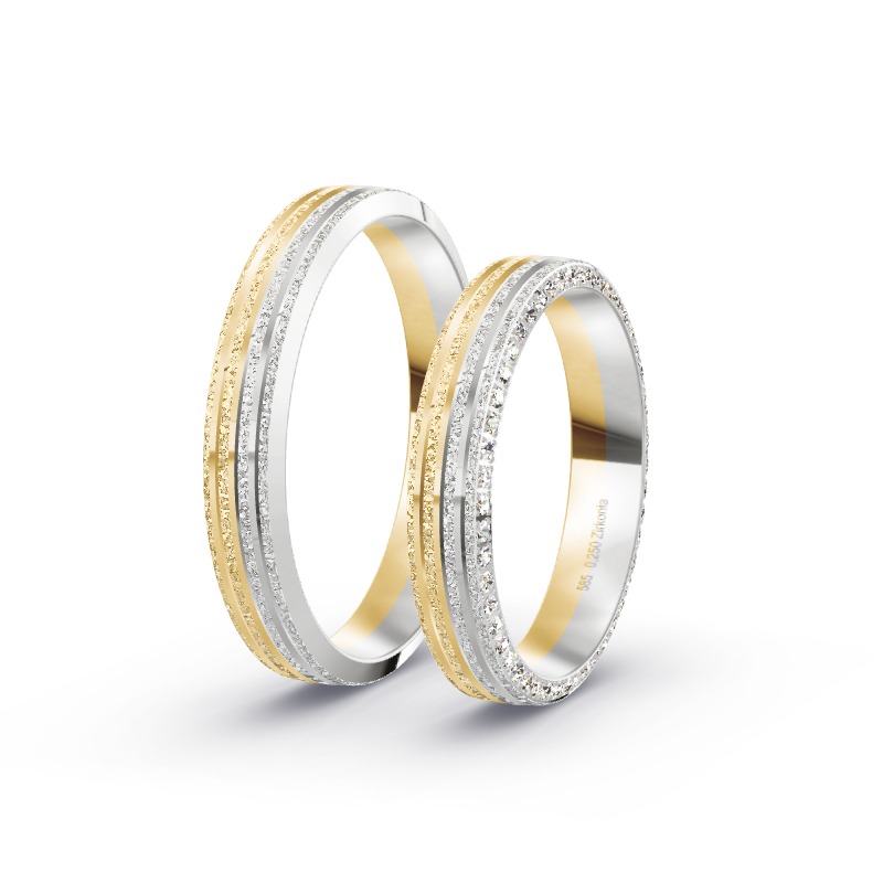 2 Eheringe / Partnerringe 585 Gold BiColor - Modell 2312 Ravensburg