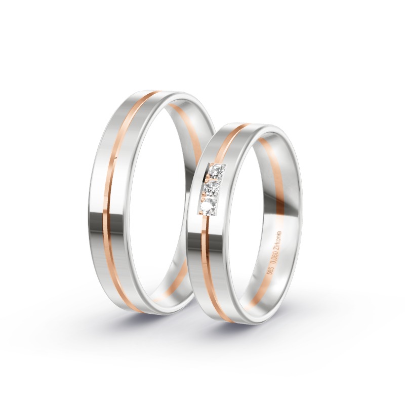 2 Eheringe / Partnerringe 585 Gold BiColor - Modell 2348 Hermannsburg
