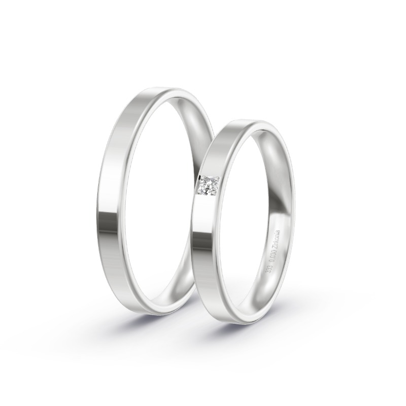 2 Eheringe / Partnerringe Weißgold Modell 2457 Holzheim