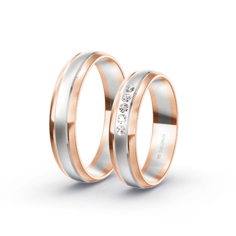 2 Eheringe / Partnerringe 585 BiColor - Modell 2449 Stockheim