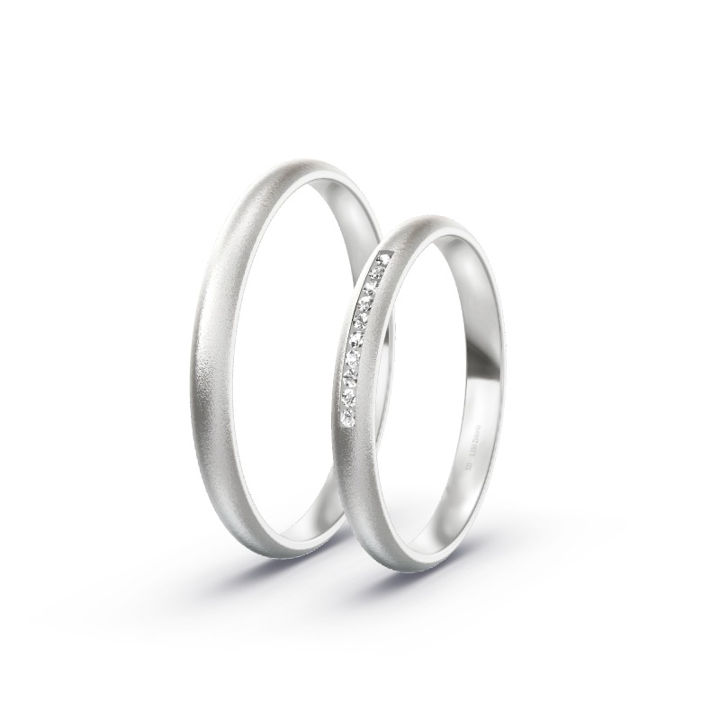 2 Eheringe / Partnerringe Weißgold Modell 2458 Friedberg