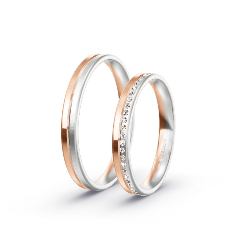 2 Eheringe / Partnerringe BiColor - Modell 2371 Burgheim
