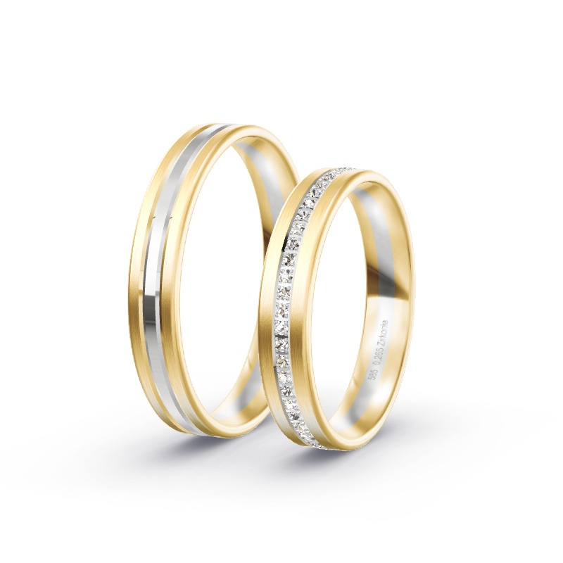 2 Eheringe 585 Gold BiColor - Modell 2299 Naila