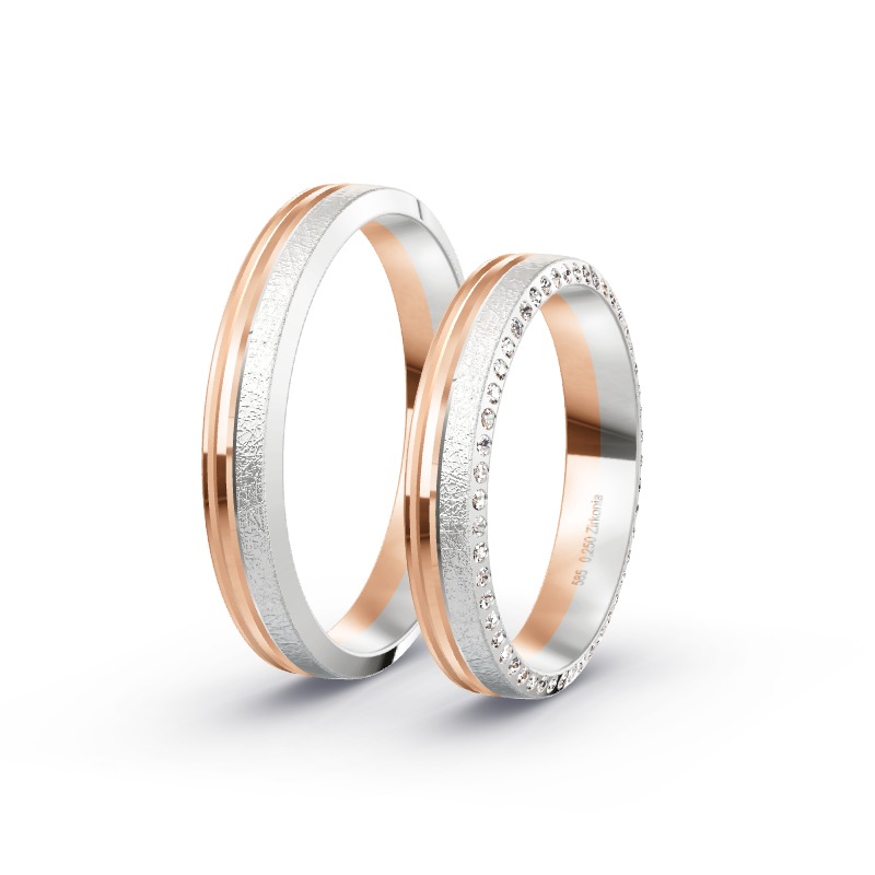 2 Eheringe / Partnerringe 585 Gold BiColor - Modell 2360 Baiersdorf