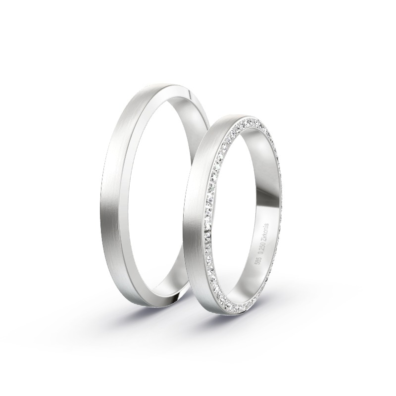 2 Eheringe / Partnerringe 585 Weißgold Modell 2565 Steinfurt