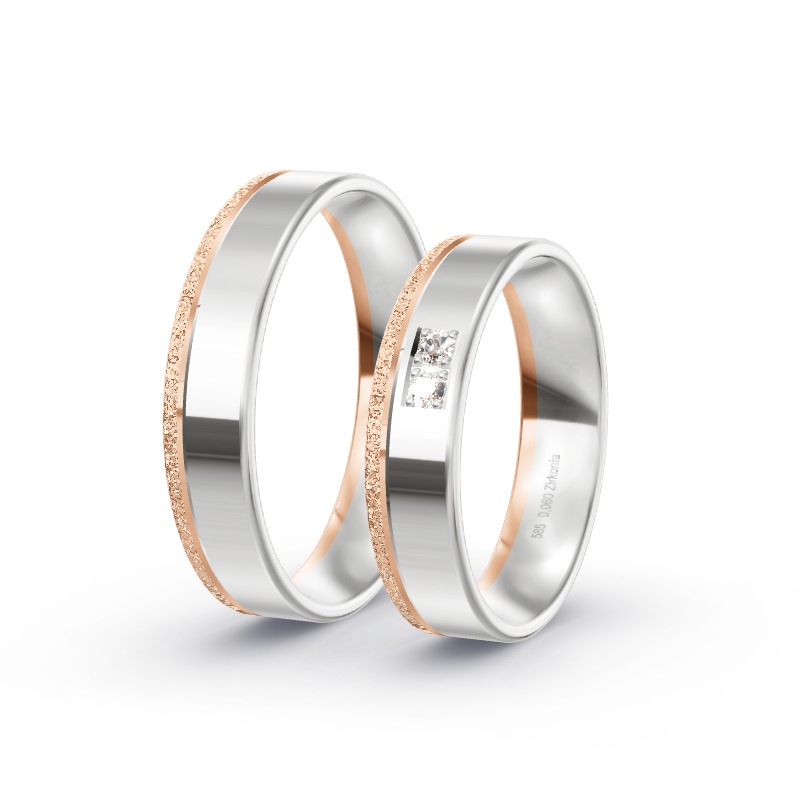 2 Eheringe / Partnerringe 585 Gold BiColor - Modell 2373 Altmannstein