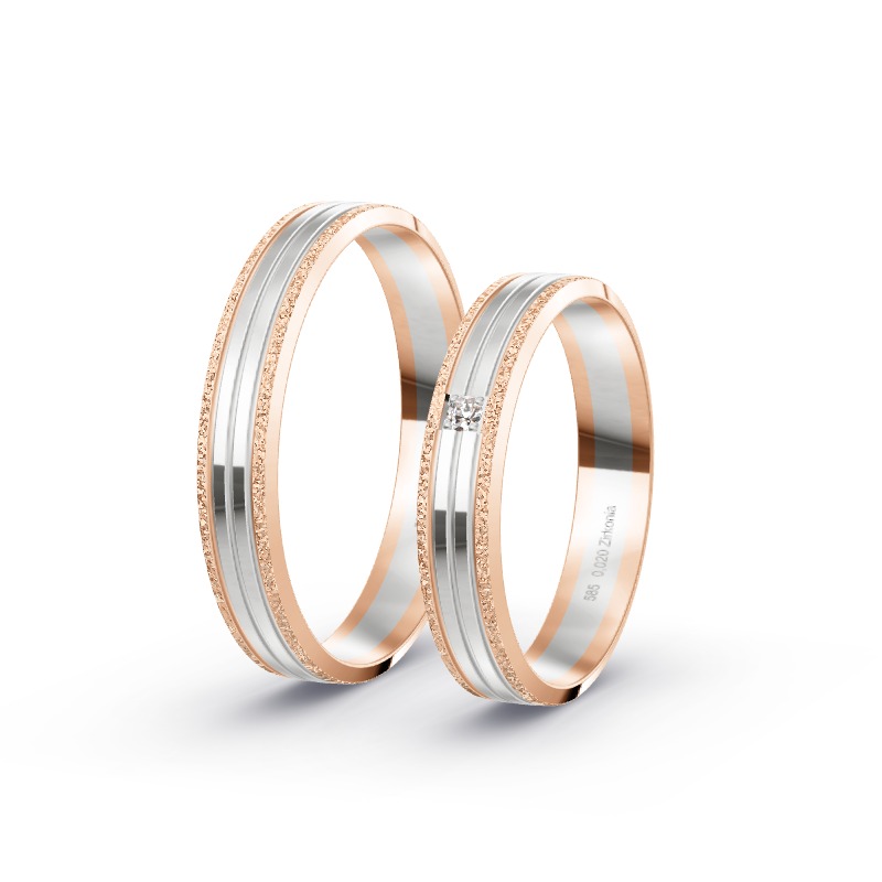 2 Eheringe / Partnerringe 585 Gold BiColor - Modell 2439 Tostedt