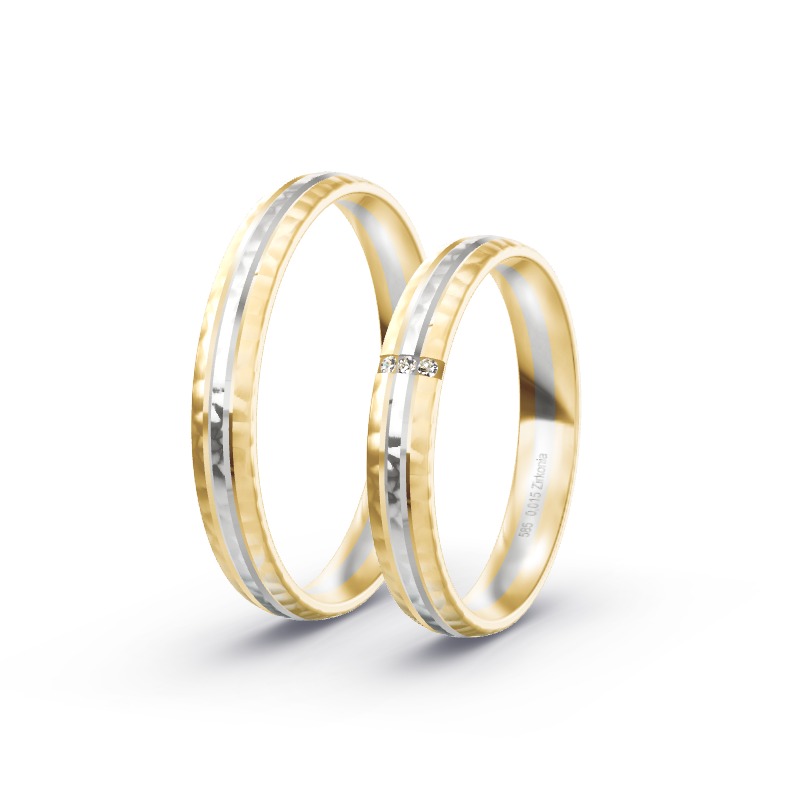 2 Eheringe / Partnerringe 585 Gold BiColor - Modell 2311 Donaueschingen
