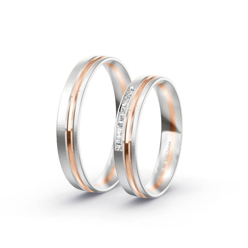 2 Eheringe / Partnerringe 585 Gold BiColor - Modell 2438 Westerstede