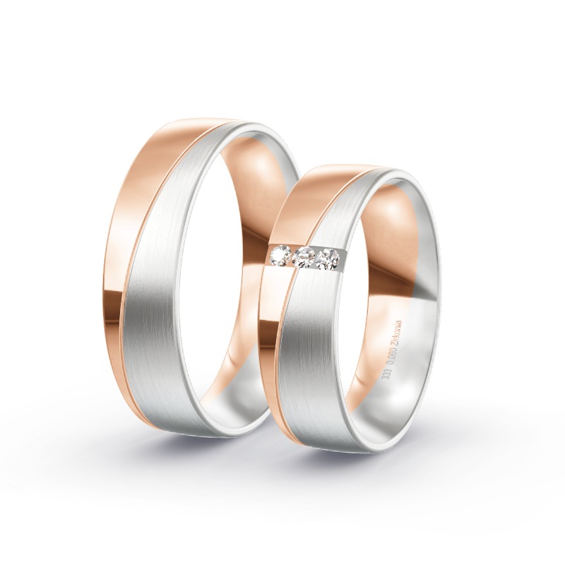 2 Eheringe / Partnerringe BiColor Modell 1789 Hockenheim