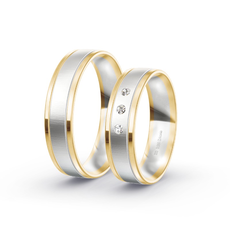 2 Trauringe / Eheringe BiColor - Modell 1537 Hanau