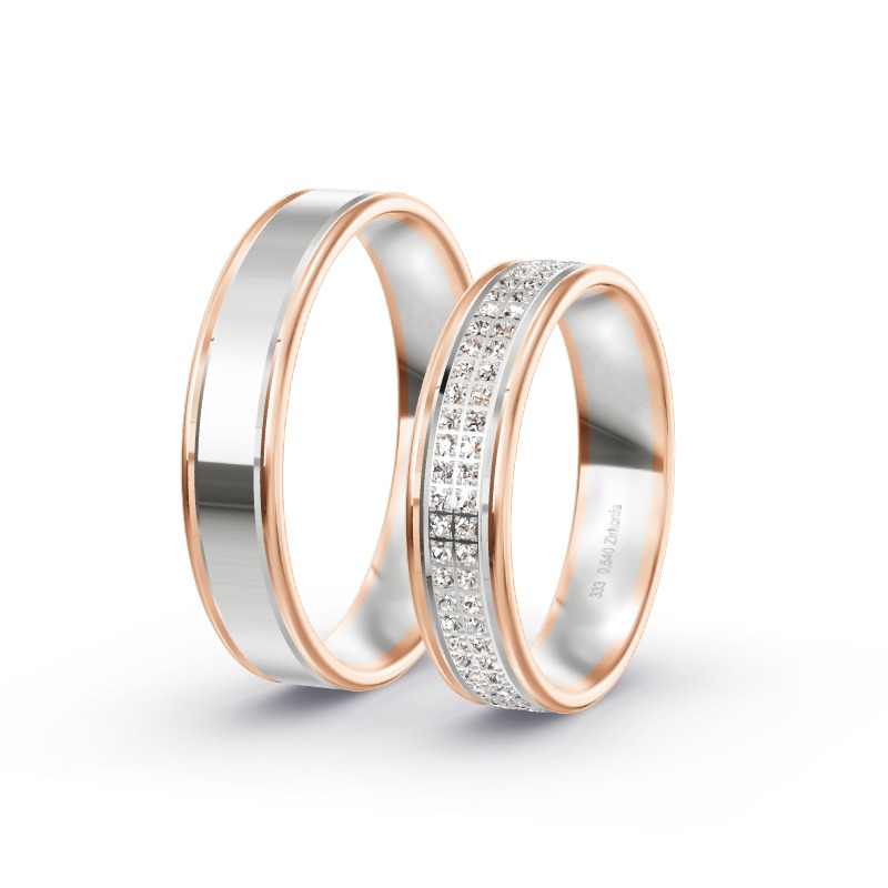 2 Eheringe / Partnerringe BiColor - Modell 2214 Bad Mergentheim
