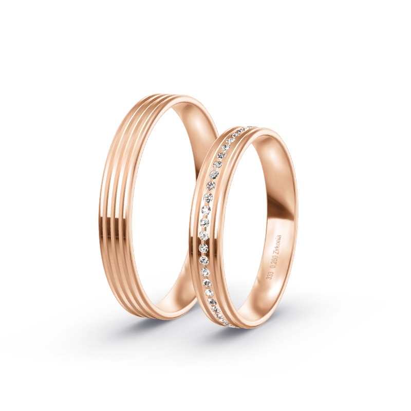 2 Eheringe / Partnerringe Rotgold Modell 2490 Ihrlerstein