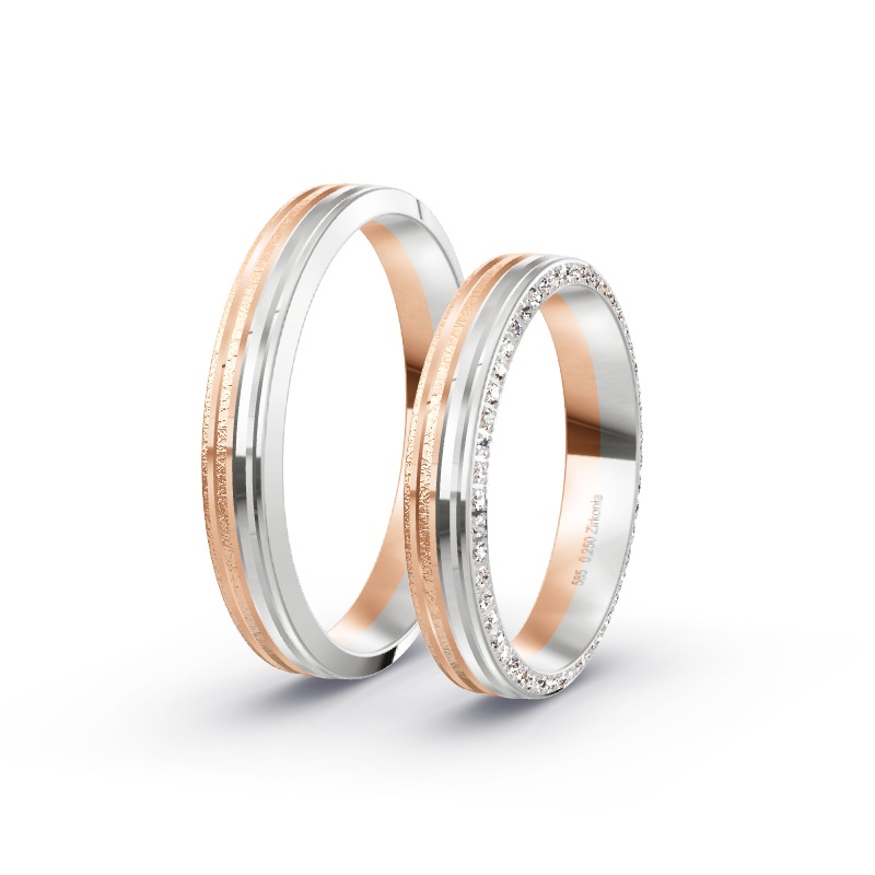 2 Eheringe / Partnerringe 585 Gold BiColor - Modell 2423 Bergisch Gladbach