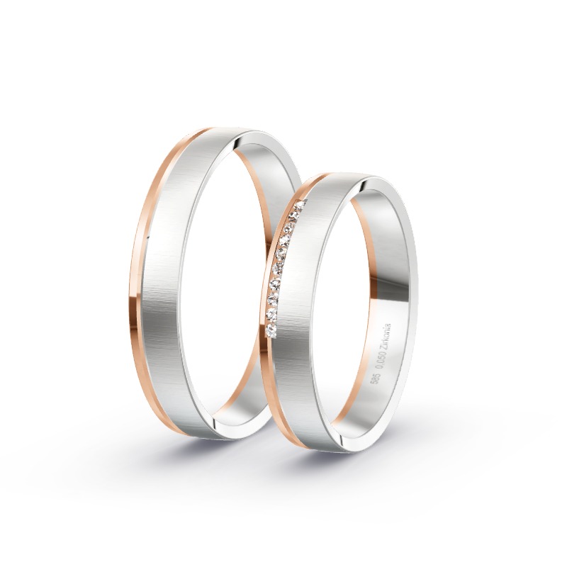 2 Eheringe / Partnerringe 585 Gold BiColor - Modell 2351 Apolda