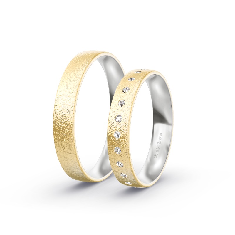 2 Eheringe / Partnerringe 585 Gold BiColor - Modell 2317 Wasserburg