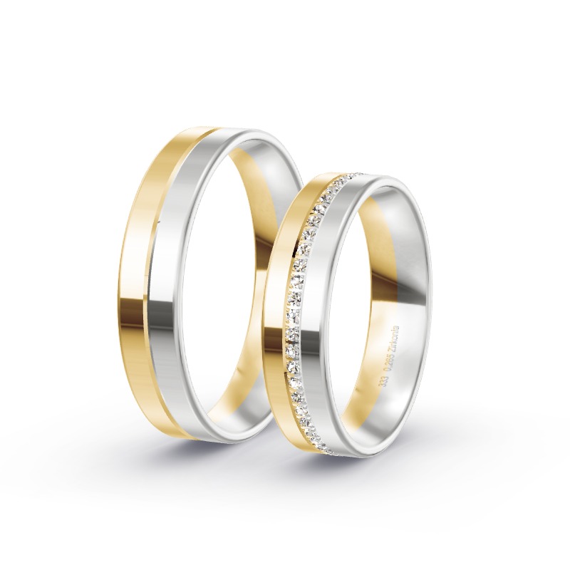 2 Trauringe / Eheringe BiColor - Modell 1543 Starnberg