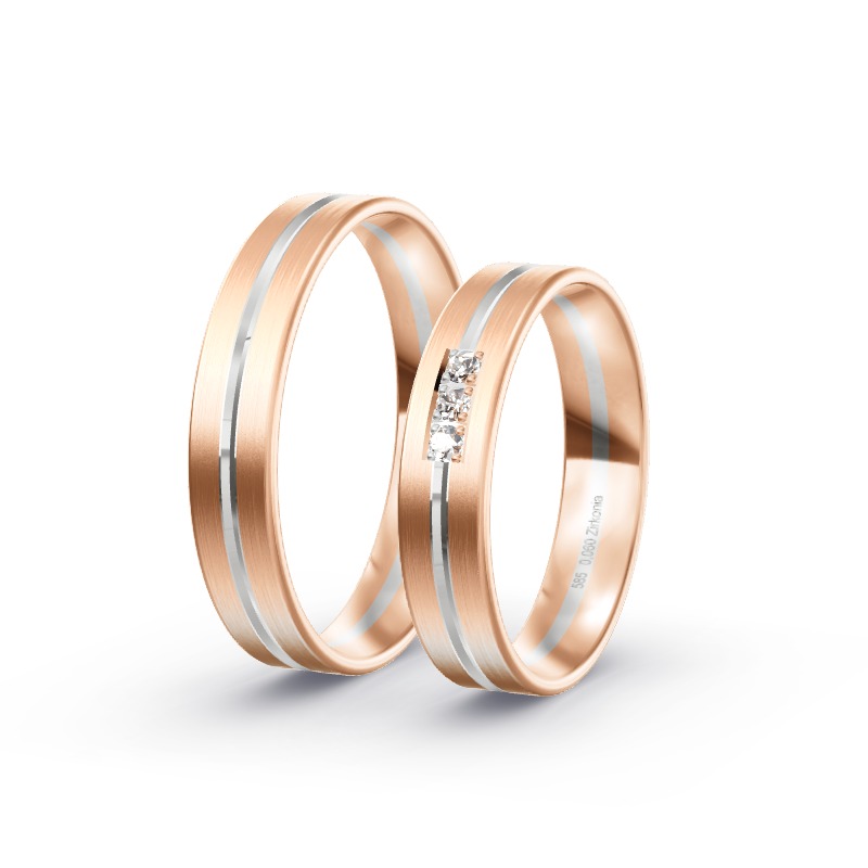 2 Eheringe / Partnerringe 585 Gold BiColor - Modell 2347 Adendorf