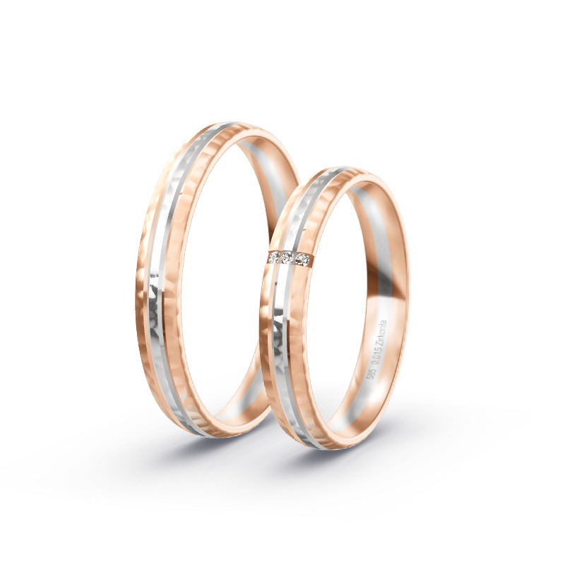 2 Eheringe / Partnerringe 585 Gold BiColor - Modell 2421 Marienberg-Copy