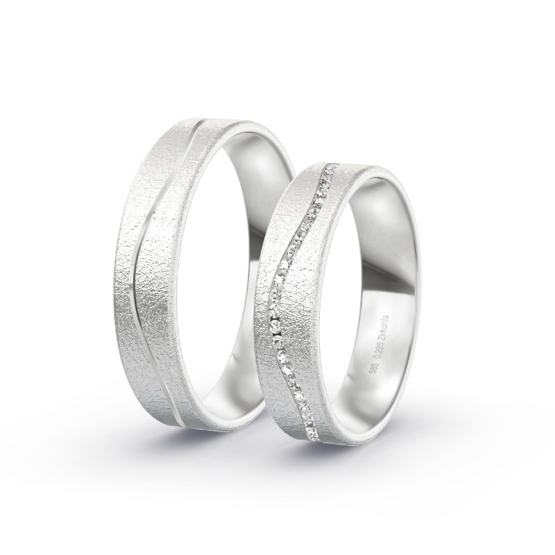 2 Eheringe / Partnerringe 585 Weißgold Modell 2545 Kamp-Lintford
