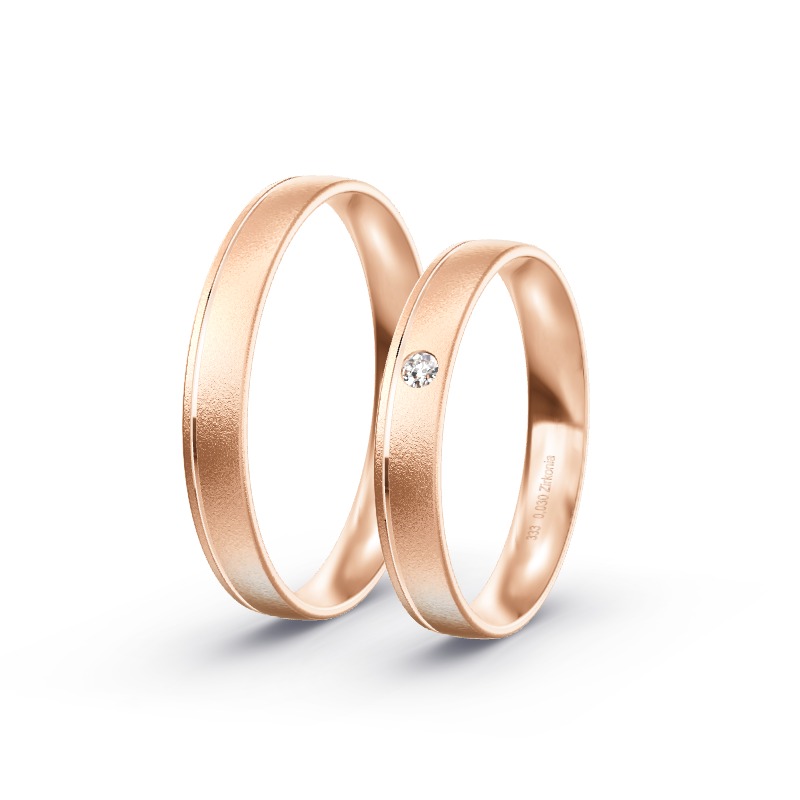 2 Eheringe / Partnerringe Roségold Modell 1755 Habach