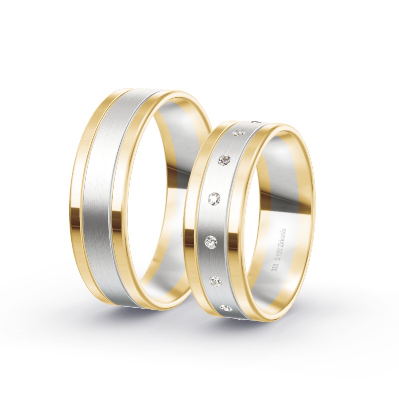 2 Trauringe / Eheringe BiColor - Modell 1501 Amberg