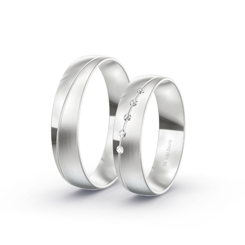 2 Eheringe / Partnerringe Weißgold Modell 1806 Nidda