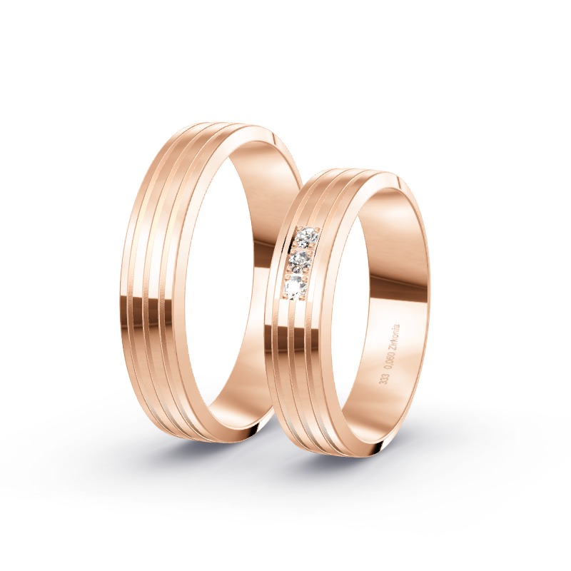 2 Eheringe / Partnerringe Roségold Modell 2530 Laim