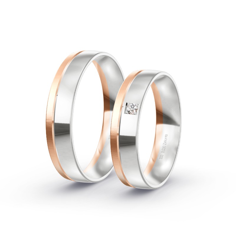2 Eheringe / Partnerringe BiColor - Modell 2205 Holle