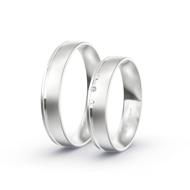 2 Eheringe / Partnerringe Weißgold - Modell 1746 Samerberg