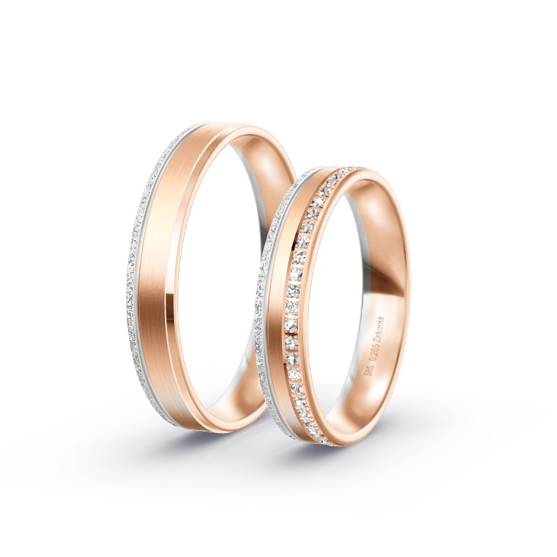 2 Eheringe / Partnerringe 585 Gold BiColor - Modell 2354 Zapfendorf