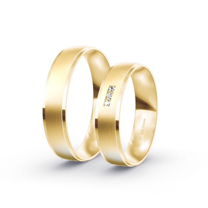 2 Eheringe / Partnerringe Gelbgold Modell 2032 Vorderriss