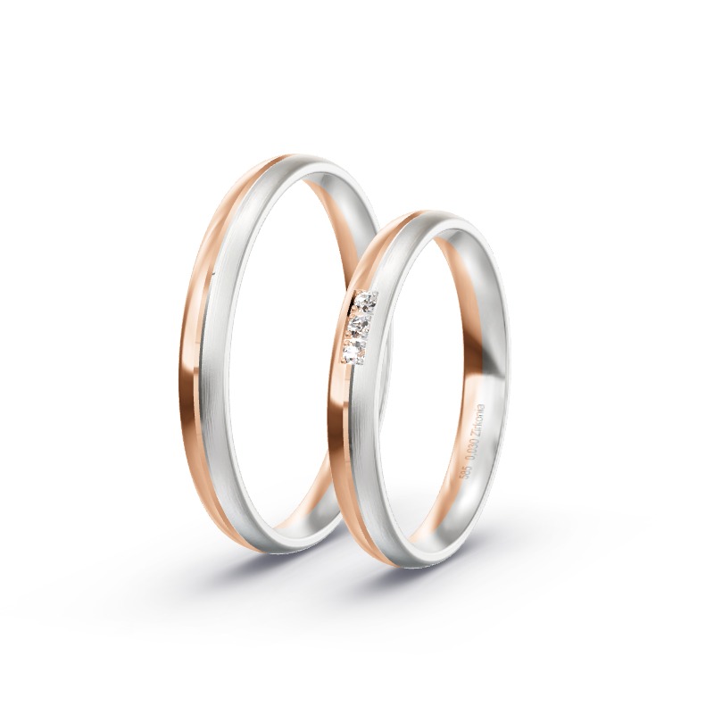 2-Eheringe/Partnerringe 585 Gold BiColor-Modell-2342 Weddingstedt
