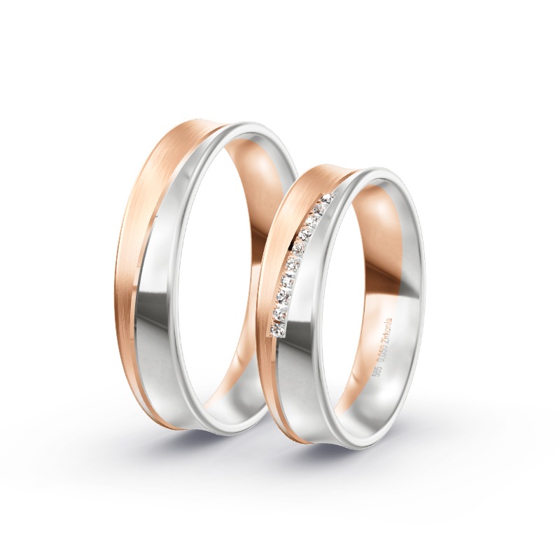 2 Eheringe / Partnerringe 585 Gold BiColor - Modell 2396 Velburg