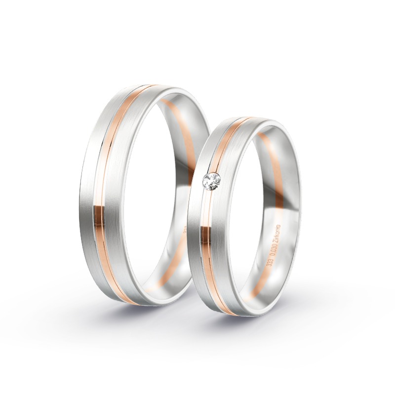 2 Eheringe / Partnerringe BiColor Modell 1792 Frankenthal