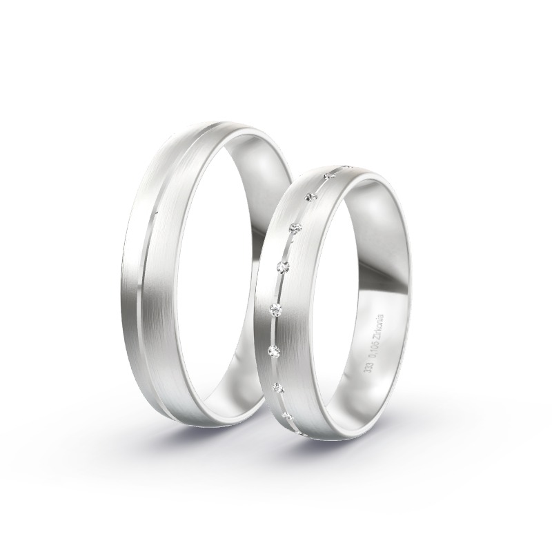 2 Eheringe / Partnerringe Weißgold Modell 1956 Quinto