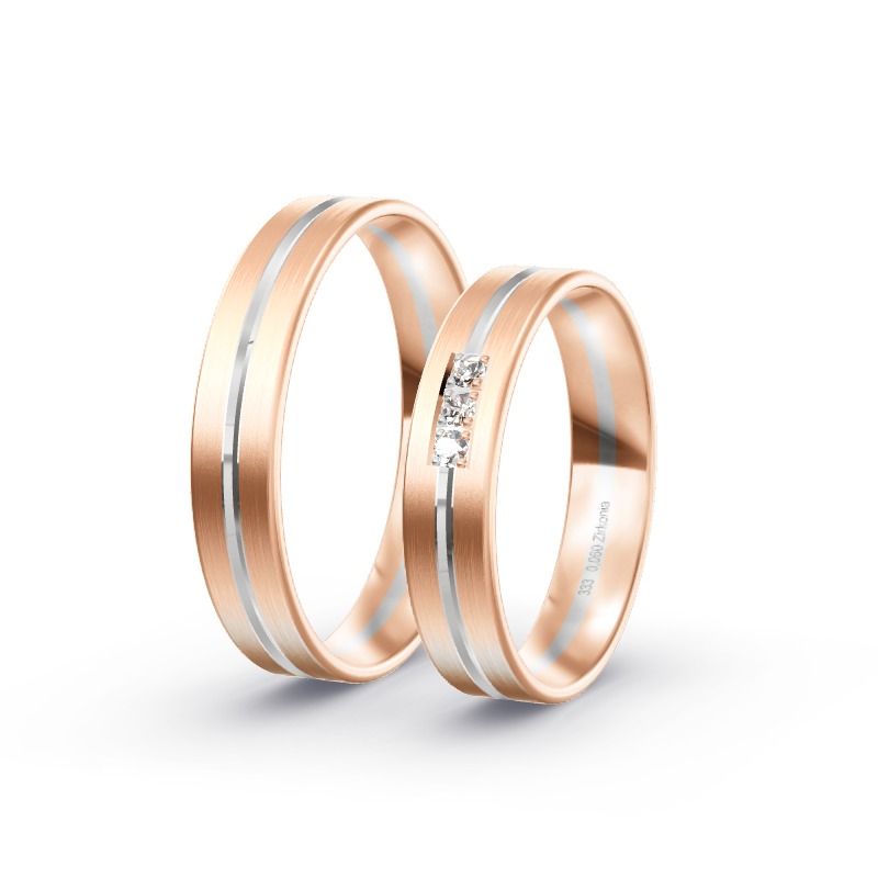 2 Eheringe / Partnerringe BiColor - Modell 2186 Bad Arolsen